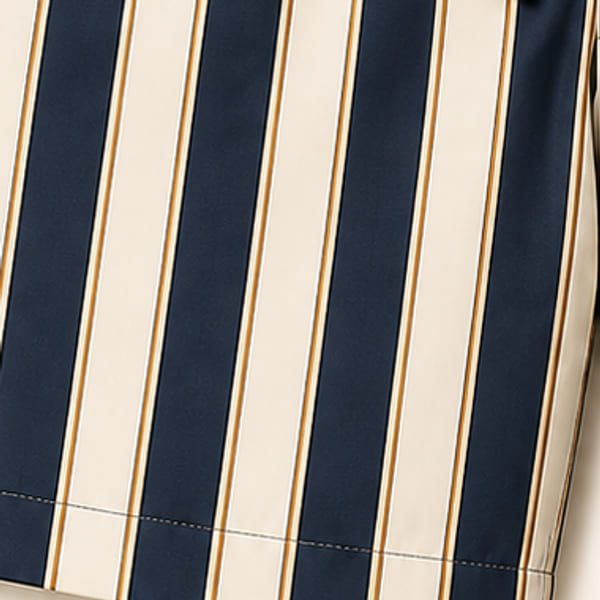 Close-up of the quick dry striped fabric and hem stitching